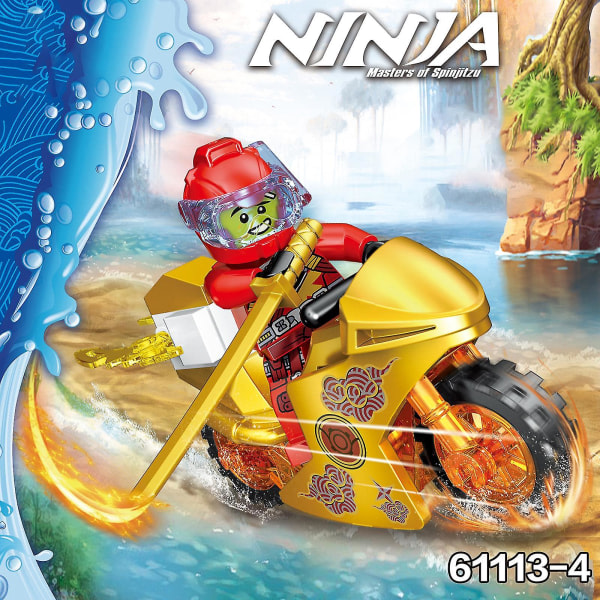 8 stk Ninja Motorsykkelsett Minifigurer Ninja Mini Figurer Blokker Leke