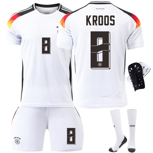 Saksa Koti Euro 2024 Paita Jalkapallopaita Lapset Miesten Sarja No.8 KROOS With socks+protective gear XL