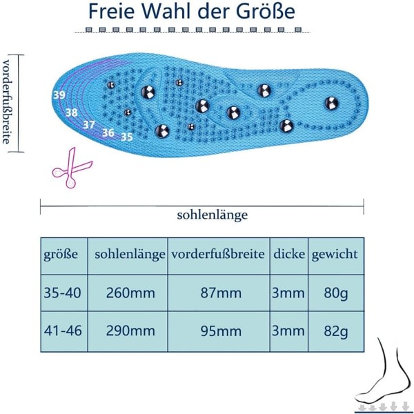 Svarte magnetiske såler, 1 par magnetiske akupressur magnetiske innlegg