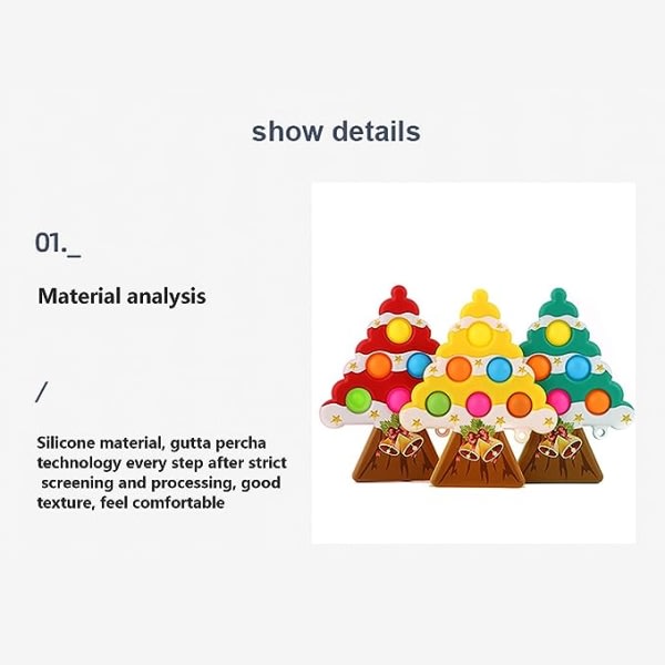 Juletrærformet dekompresjonsleketøy, tidlig læring stressavlastning nøkkelring for barn, voksen (gul, 10cm12,5cm)