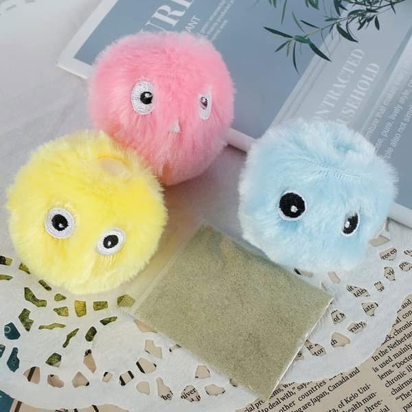 Interactive Cat Toy - Multicolor - 3 pcs - Bird Sounds, Frogs, Crickets - Plush - 5x5cm