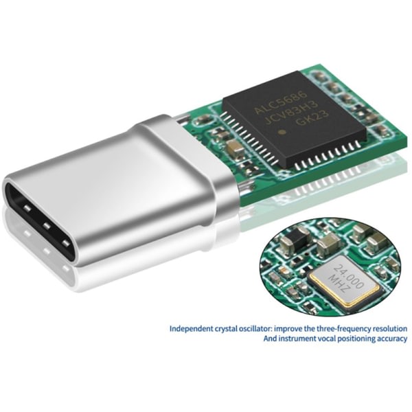 ALC5686 Chip Type-C Digital o Hörlurskontakt DAC-avkodningsanslutning Silver onesize