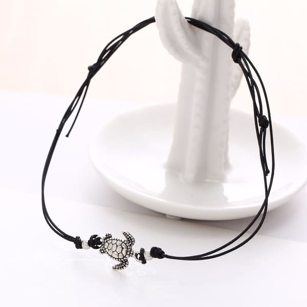 3 Färg Set Vintage Wax Rep Turtle Anklet Armband Ancient
