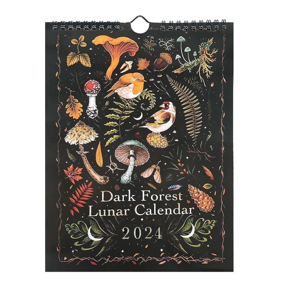 2024 Mörk stil Skogar Kalender Kreativ Illustrerad Vägg Luna A OneSize A OneSize