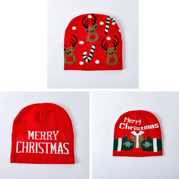 Kreativ varm uldhat juleelg varm farve stickad hue C A4 one size A4 one size