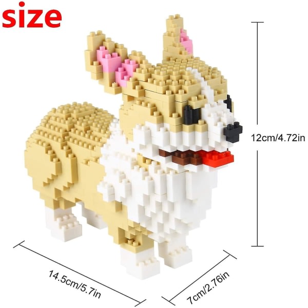 Miniatyr Hund Byggeklodser, 950 Dele (Welsh Corgi) 6*3*5 tommer Welsh Corgi 6*3*5 tommer