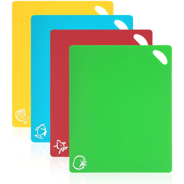 Plastskärbräda, 4-pack skärbrädor Halkfri plastkap