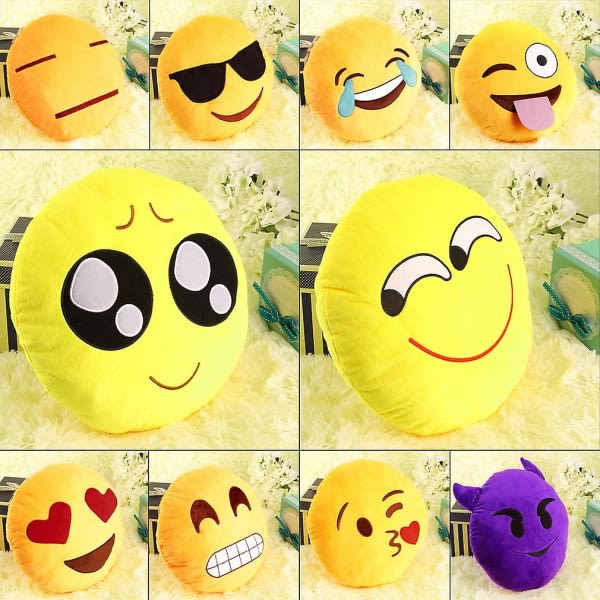 Mjuk Emoji Kudde Söt Emoticon Kudde Bekväm Stuffed Plus