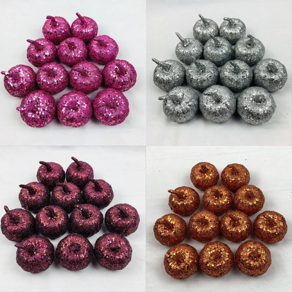12 stk kunstige mini metalliske glitter paljetter gresskar for festbord dekor DIY Dyp Blå
