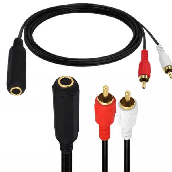 1/4 tum hona till 2RCA adapter ljudkabel för förstärkare, inspelningsutrustning, högtalare 25 cm