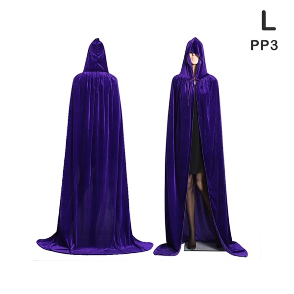 Medeltida Vampyr Sammet Hooded Kappa Lång Robe Witch Capes Hall Purple L Purple L