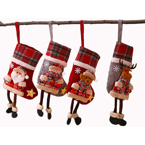 4 stycken Julstrumpor Julstrumpor Julstövel Hängande Strumpor Sockor Julstrumpa Julstrumpor Presentpåse Hängande Godis