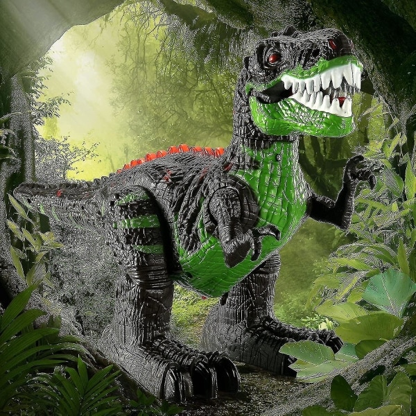 2,4 GHz:n kauko-ohjattava dinosauruksen lelu, kävelevä robottidinosaurus LED-valoilla ja äänillä, simulointi
