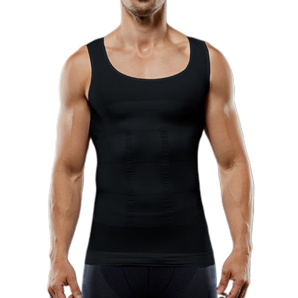 Kompresjonsskjortor for män Slimming Body Shaper Väst er løs for linneform Black L