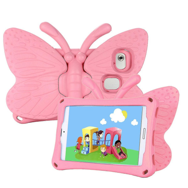 Butterfly Samsung Galaxy Tab A7 Lite 8.7 T220/t225 2021 Fodral, Barnvänligt, Eva Mjukt Skummaterial, Tjocka Fyra Hörn, Kameraskydd, Stötsäkert Rosa Pink