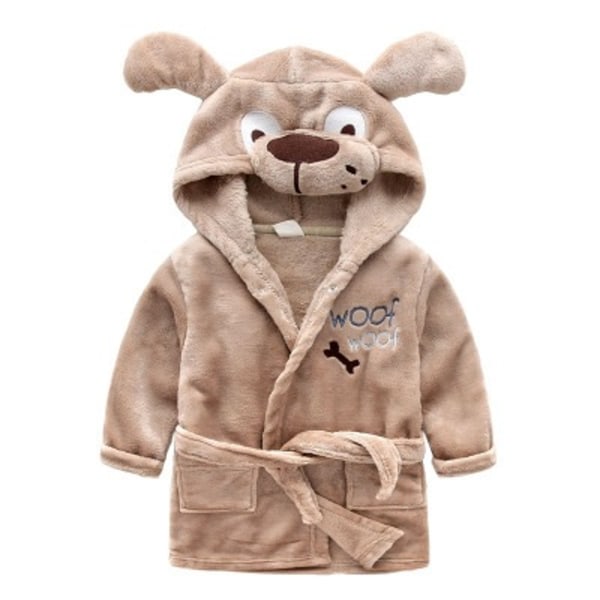 Pojkar flickor pyjamas Baby tecknad pyjamas Vinter huva morgonrock Valp nattlinne 90#