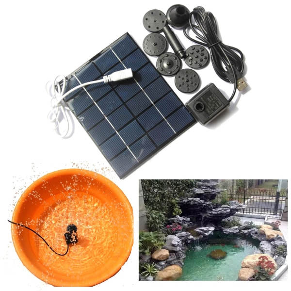 Trädgårdsvattenfallsfontän Landskapsvattenpump 2W 6V solcellsdriven fontän