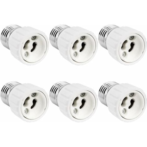 E27 till GU10-adapter, 220V, E27 GU10 Adapter Sockelomvandlare för LED-glödlampa, halogen- och CFL-lampa, keramisk adapter, 6-pack