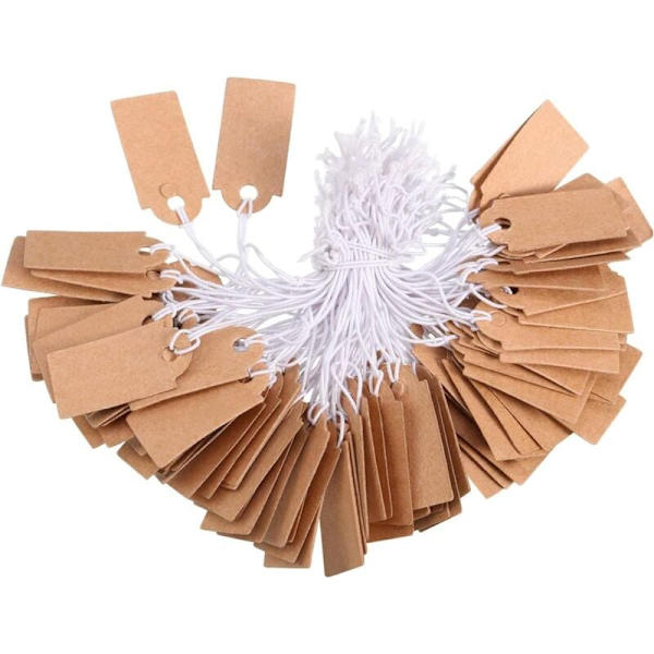 300 ark med merkelapper Prislapper Skrivbare blanke prislapper Displaymerker med elastisk hengesnor, Kraft