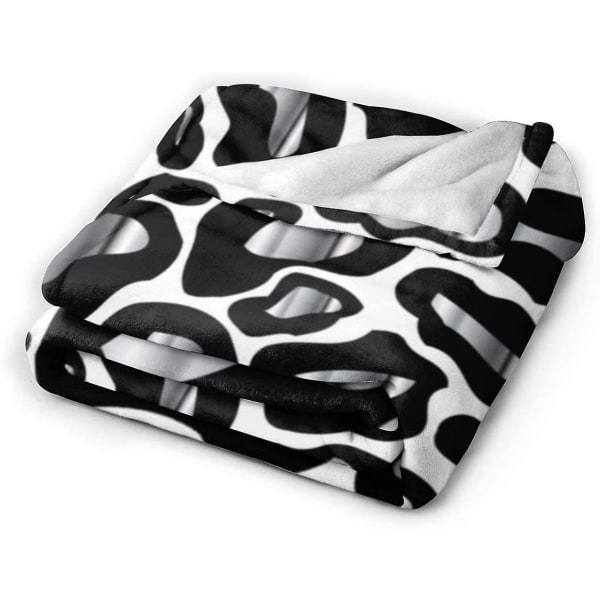 Krom og svart leopardgepard Dyreprint teppe Myk flanellfleece Varm teppe for sofa, seng, sofa, stol, kontor, reiser, camping-r424 50x40in 125x100cm