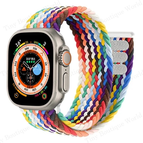 Flätad Solo Loop för Apple Watch Ultra band 49mm 45mm 41mm 44mm 40mm 42mm armband iWatch serie 9 7 SE 8 6 5 4 3 band Pride Pride 38 40 41mm-S