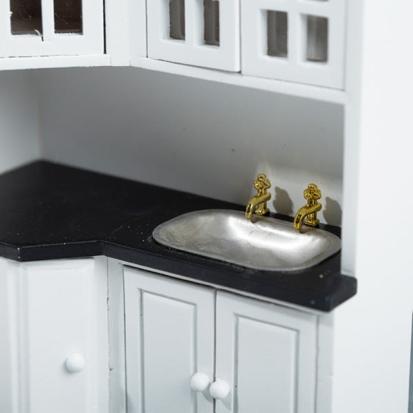 Mikrominiatyr Møbler Tiny Småskalig Leksagsdukkehus DIY Decora Mini 1:12 Køkkenvask Hvid