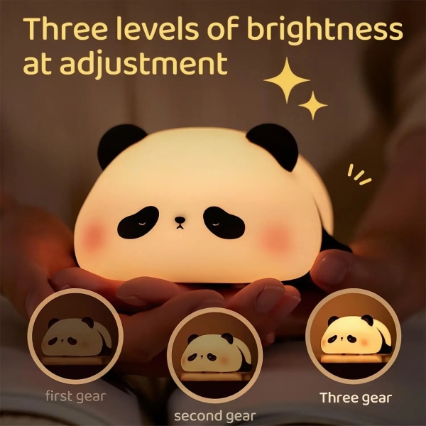 LED Natlys Søde Får Panda Kanin Silikone Lampe USB Genopladelig Timing Sengekant Dekoration Børn Baby Natlys Fødselsdagsgave HuaHua Panda