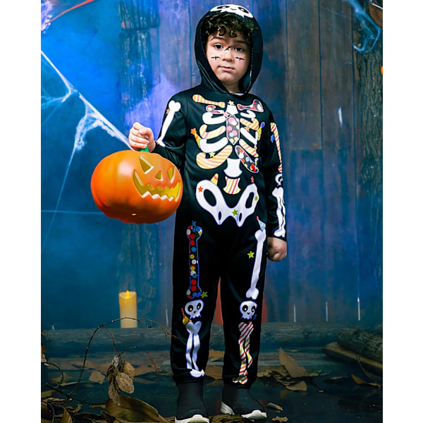 Skjelett Jumpsuit Barn Voksen 3D Trykk Bein Halloween Kostyme Hodeskalle Ut For Rollespill Fest Ben Q 3-4 years