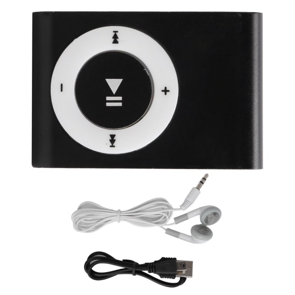 Bærbar digital musikmediaspelare MiniMP3 BackClip-afspiller med høretelefoner og USB-kabel (Noir)