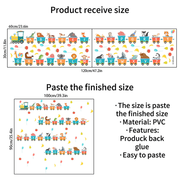Aakkoset Eläimet Juna Varhaiskasvatus Seinätarrat Lapsille R Monivärinen