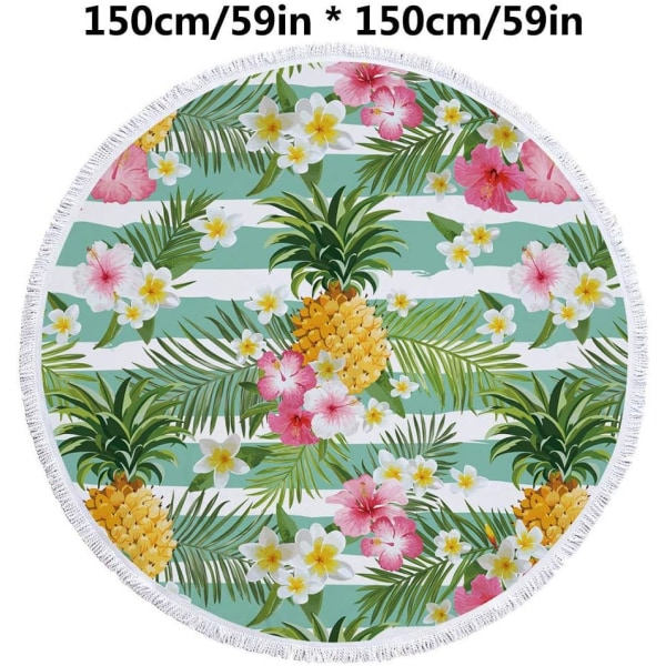 Rund strandhandduk Flamingotapet Mikrofiber Dekorativa tofsar Bärbar picknickmatta bordsduk