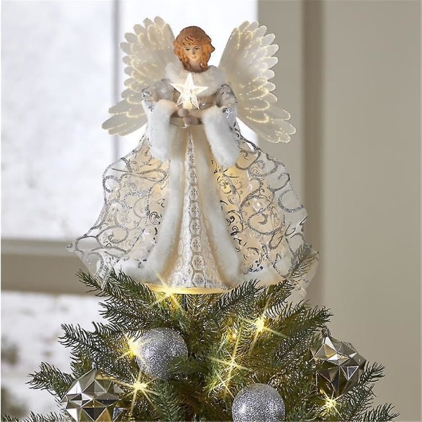 Angel Pendant On Christmas Tree Top, White Angel, Heminredning, Julgranstopper, Resurrection Festival Decoration, A