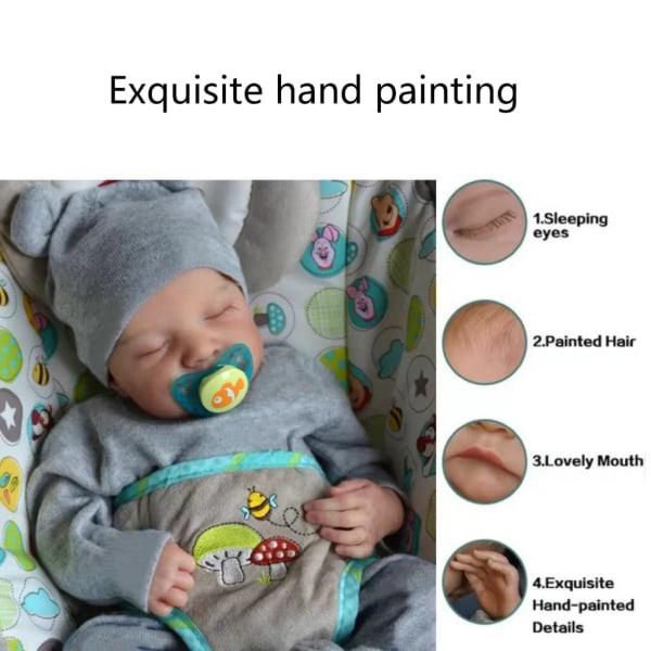 Realism Babydocka Nyfödd Reborns Dockor 18 Tum 18 In Livslik Babydocka Babydocka Kläder Set Sovande Nyfödd Baby Grön - B