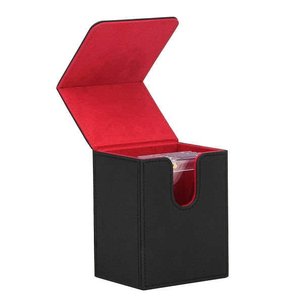 Pu Leather Deck Case Kortspel Protector Case 35pt Liten låda Svart Röd