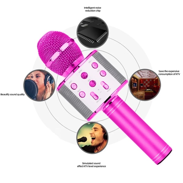 Karaokemikrofon med högtalare och Bluetooth Rose Gold