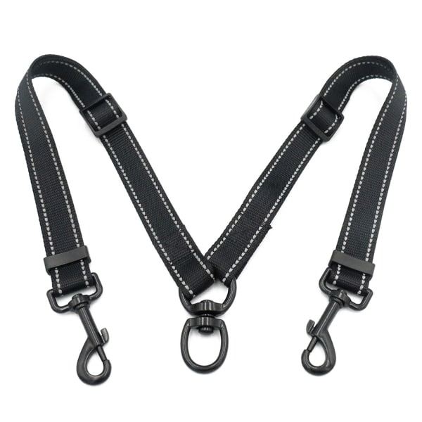 Dobbelt justerbart hundekobbel for to hunder, sklisikkert grep hundekobbeldeler forlengbart hundekobbel for 2 hunder, som ikke floker seg sammen