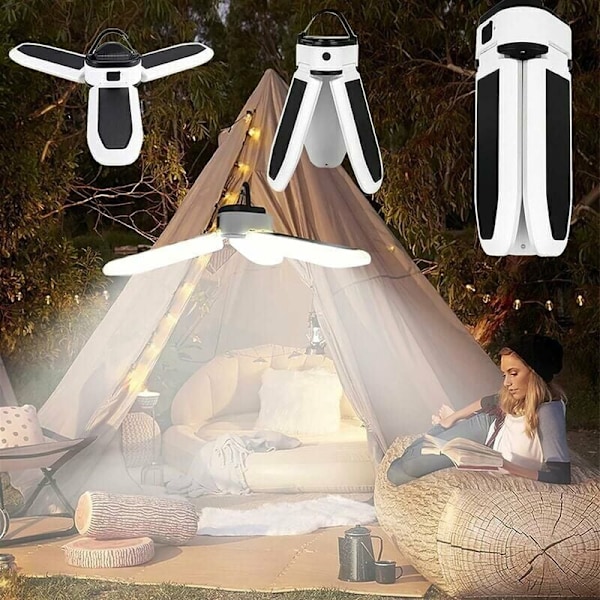 Portabel solcellsdriven LED campinglykta uppladdningsbar powerbank nödficklampa - grön