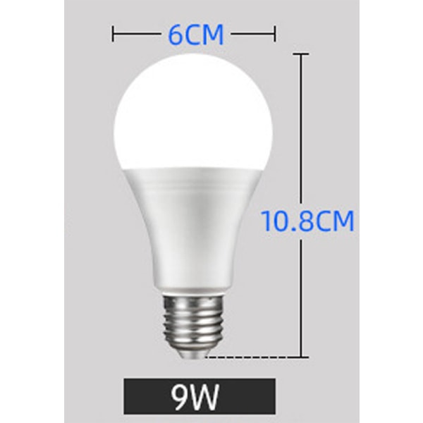 (Väri: Lämmin valkoinen) 10 kpl LED-lamppuja E27-kanta 9W (vastaa 60W)