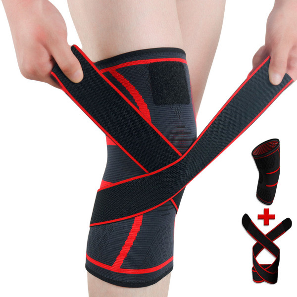Nylon Latex Filament Utomhus Cykling Knäskydd Fyrvägs Stretch Stickad Nylon Knäskydd Sportkläder Sport Säkerhet Knäskydd Röd 2XL