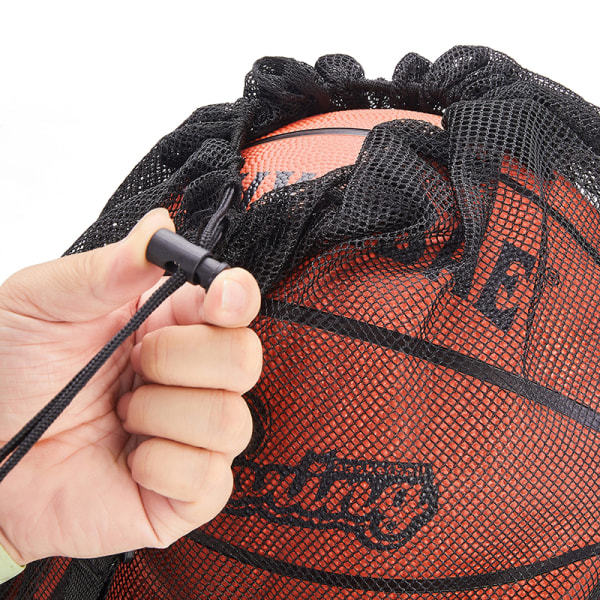 Nylon sportsnett med stor kapasitet, basketball, fotball leketøy, svart L Black L