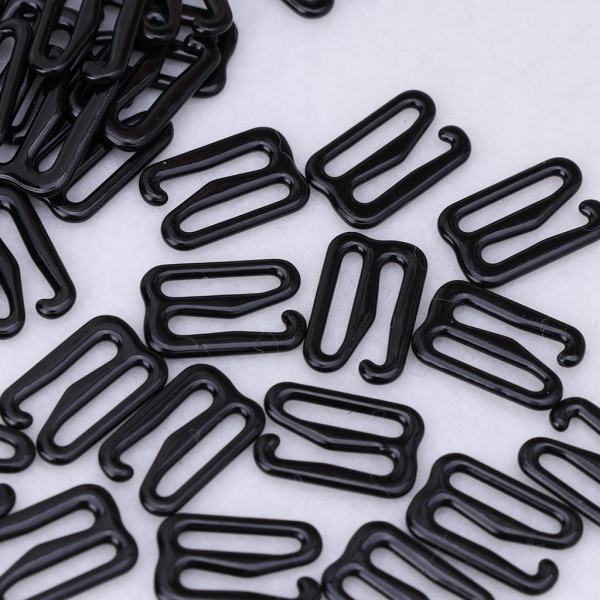 100 stk Metal BH-stroppjusteringskrog Push Hook Spænde Syning Håndværk Sort 12MM