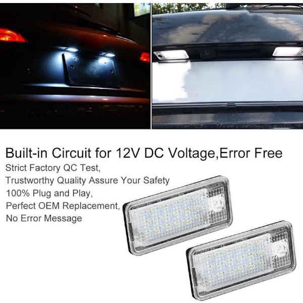 2 stk. Bil LED Skiltlys Hop-Lpl0114 Lyspære Kit For Audi A3 S3 A4 S4 B6 B7 A6 C6 S6,