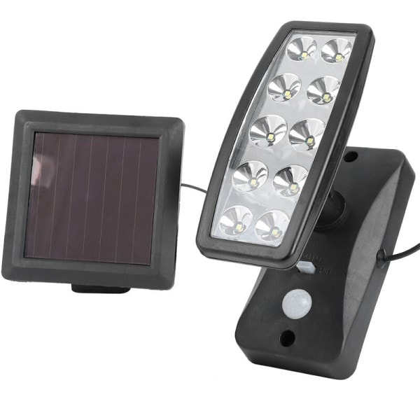 Justerbar 10 LED-chips solcellsdriven induktionsvägglampa strålkastare för utomhusträdgårdskorridor