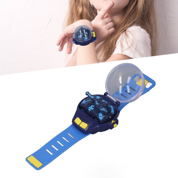2,4 GHz Mini Watch RC Bil Tank Leke Legering USB Lading Watch RC Bil Leke for Barn Over 3 År Gamle Blå