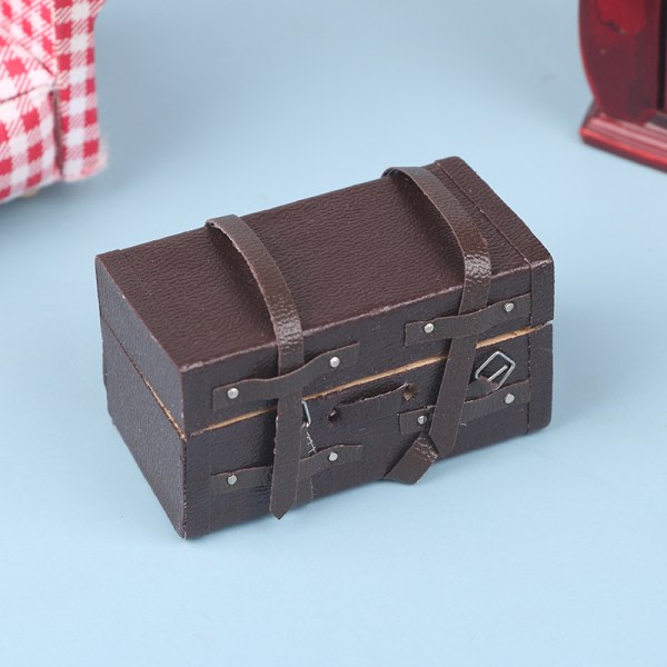 1:12 Dollhouse Miniatyr Vintage resväska Bagagebox förvaring B Brun