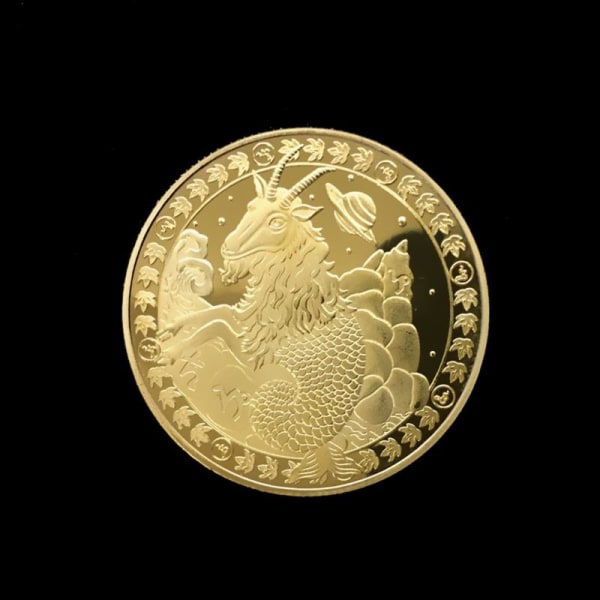 Twelve Constellation Lucky Gold Coin Capricorn Commemorative Co Gold one size Gold one size