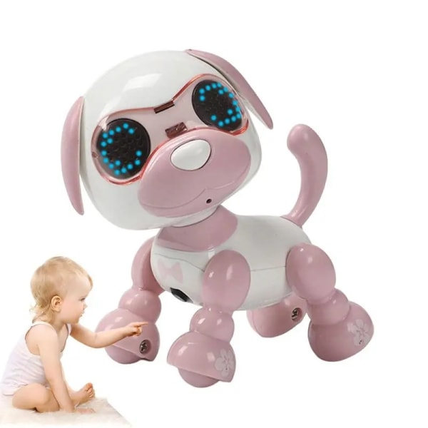 Robot Legetøjs Hund Talende Interaktiv Intelligent Smart Hvalp Robot Hund Elektronisk LED Øjne Lydoptagelse Sang Søvn Børnegave Pink