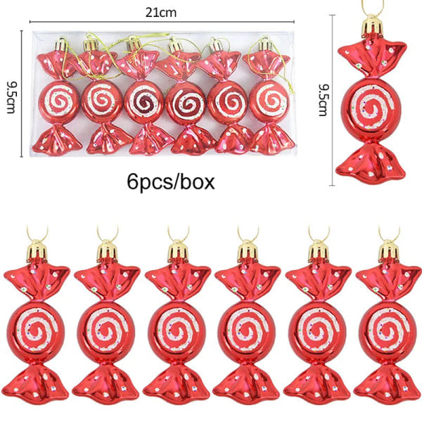 6 kpl Joulu Lollipop Candy Cane -riipus Joulukuusi Koriste tai A1 yksi koko A1 one size