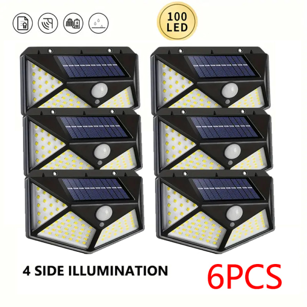 1/2/4/6/8 stk LED Lyskilde Bevægelsessensor Vægslampe, Udendørs Vandafvisende, Solcelle Vægslampe Til Have Græsplæne Terrasse Havegård Hegn Indkørsel 6pcs