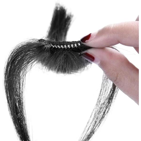 Clip-in lugg av ekte hår, franske luggextensions | Naturlig farge Clip-on falske lugger, hårpanne for kvinner og jenter Natursvart